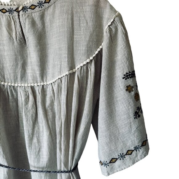 Layerz Clothing Wander Dress Cover Up Lightweight Gauzy Sheer Boho Embroidery - Picture 9 of 16